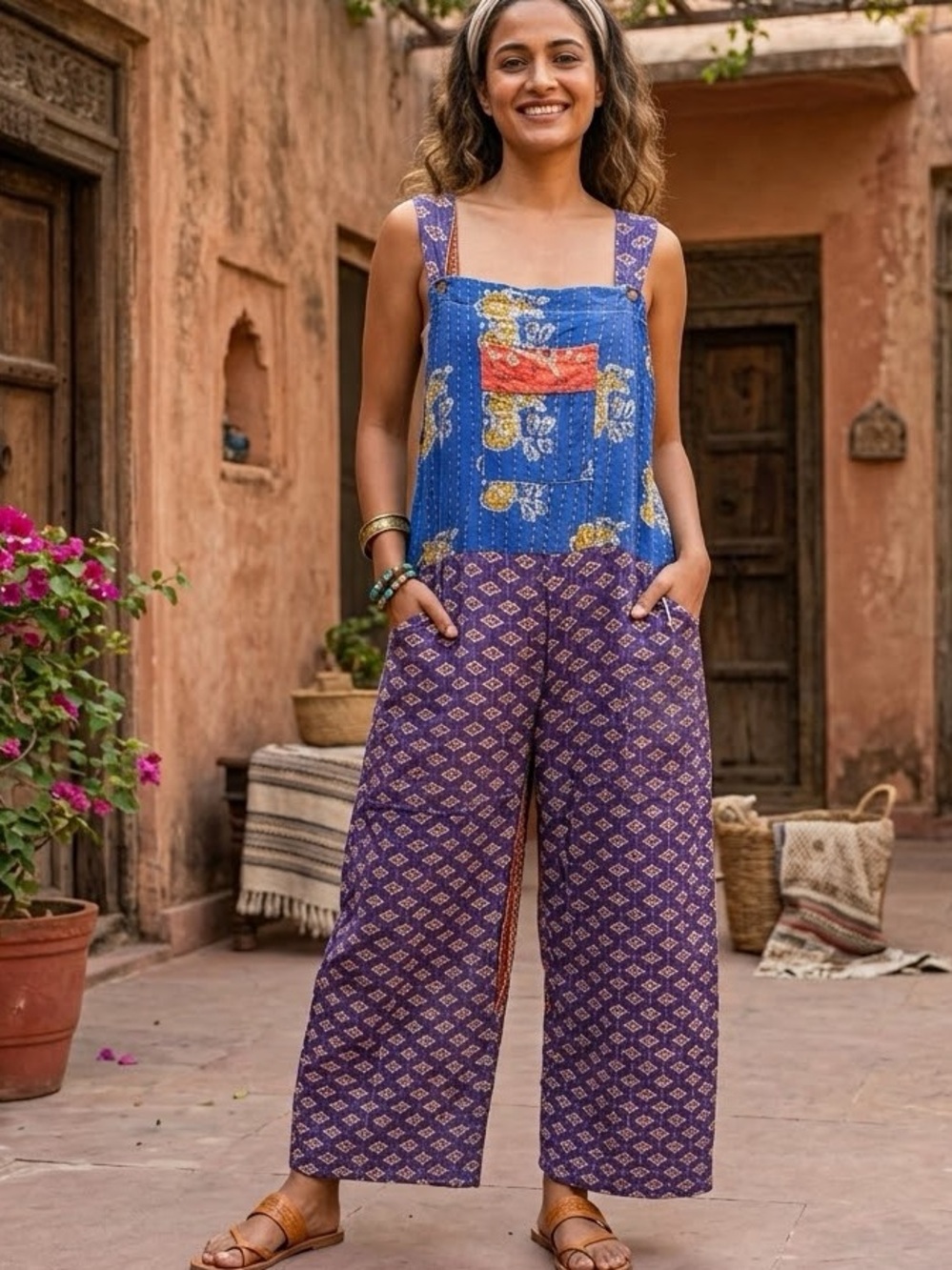 Wevez | Kantha Overall Jumpsuit
100% Cotton Made In India - Boho One Size - NWT
